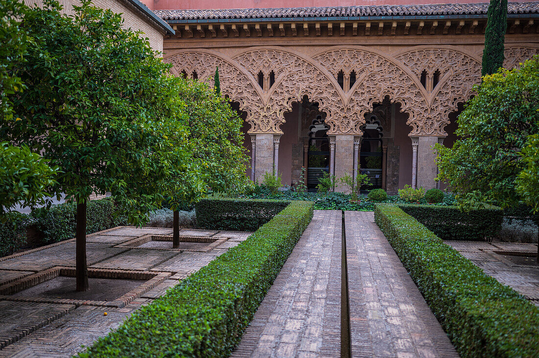 The Aljaferia Palace is a fortified medieval palace built during the second half of the 11th century in the Taifa of Zaragoza in Al-Andalus, present day Zaragoza, Aragon, Spain.