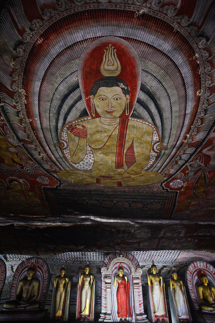 Dambulla cave temple or Golden Temple of Dambulla, World Heritage Site in Sri Lanka