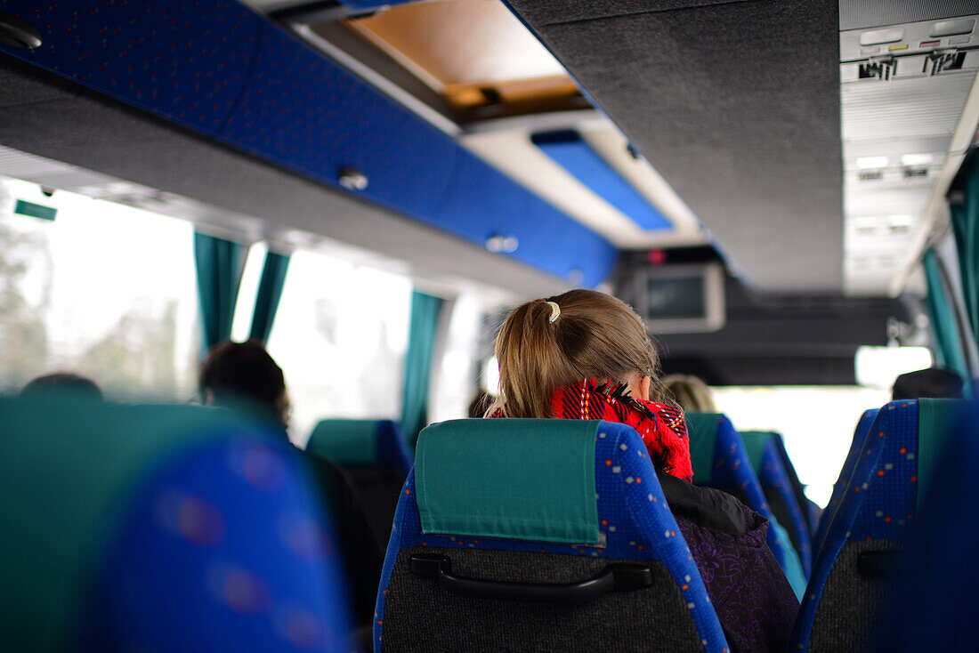 Im Inneren des Busses von Inari nach Ivalo, Lappland