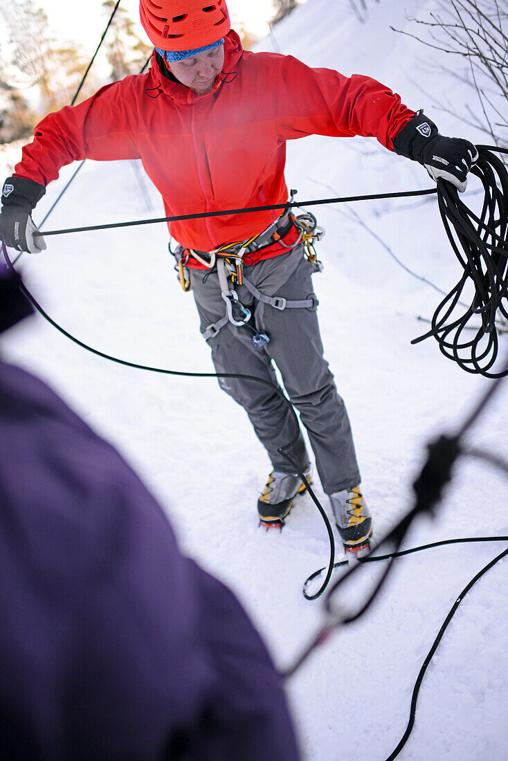 Ice Climbing in Pyha, Lapland, Finland