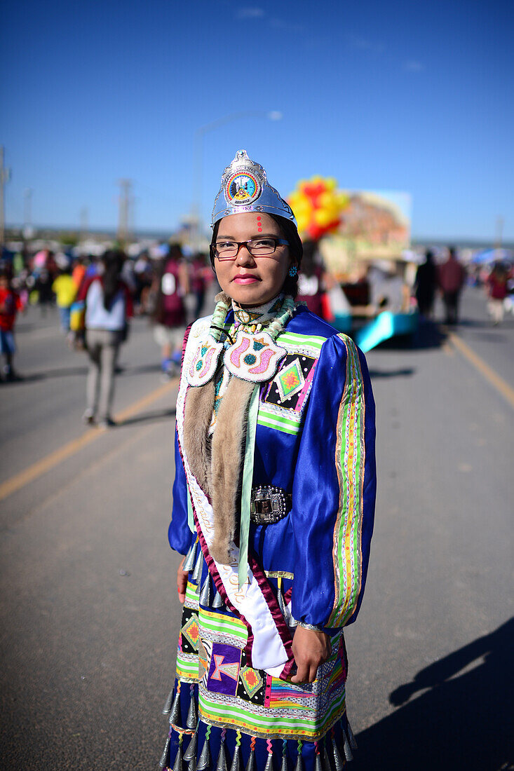 Morning parade at Navajo Nation Fair, a world-renowned event that showcases Navajo Agriculture, Fine Arts and Crafts, with the promotion and preservation of the Navajo heritage by providing cultural entertainment. Window Rock, Arizona.