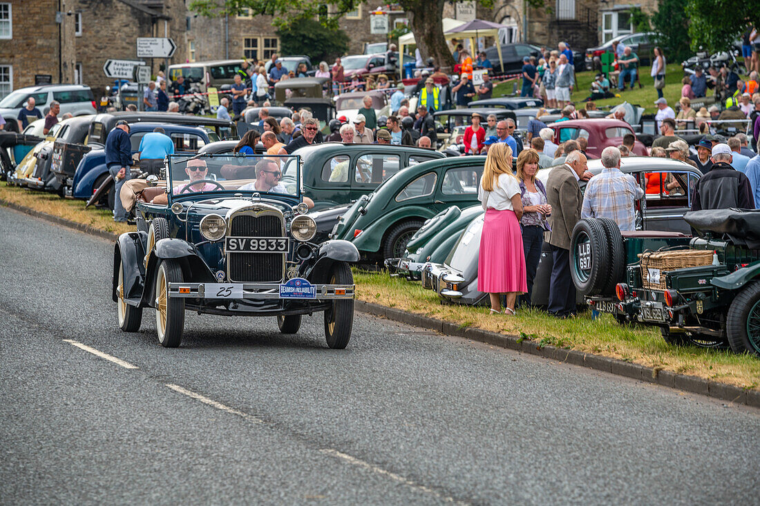 Classic cars in the Beamish Reliability Trial in Bainbridge Yorkshire 2023