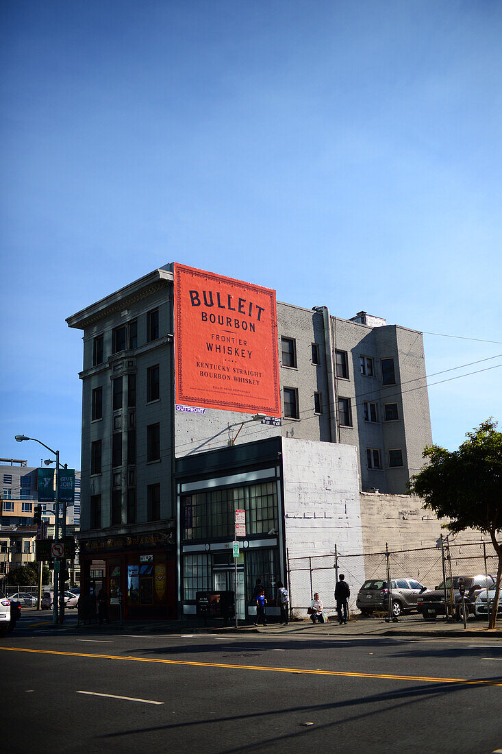 Whisky-Werbung an einem Gebäude, San Francisco