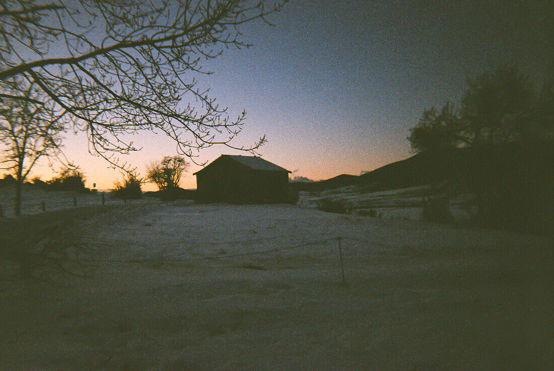 Analog image of sunset landscape in Orante, Huesca, Spain