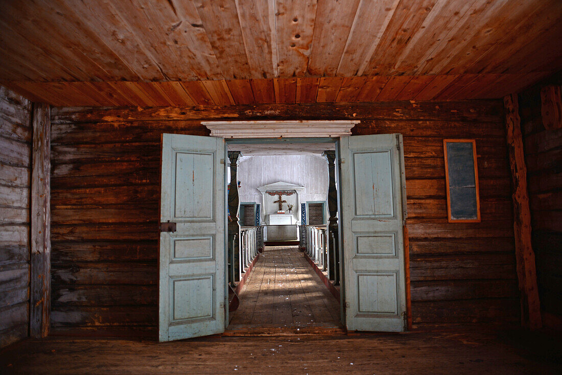 Wildniskirche am Pielpaj?rvi-See, älteste noch in Gebrauch befindliche Kirche der S?mi in der Gemeinde Inari, Lappland, Finnland