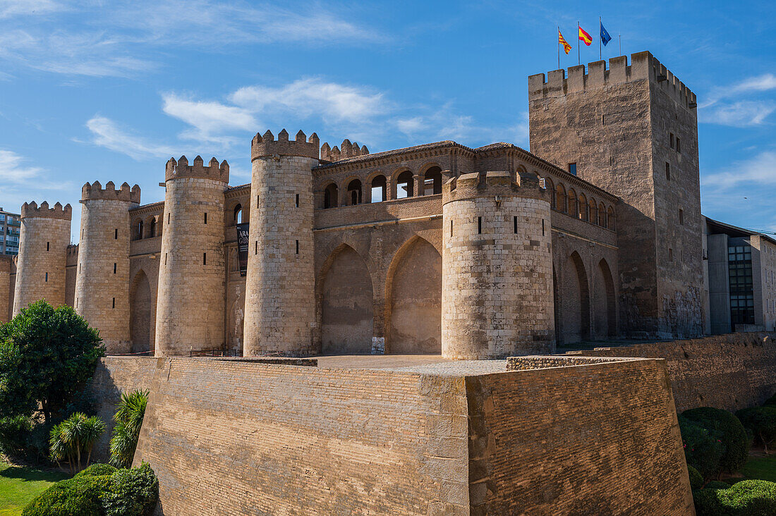 The Aljaferia Palace is a fortified medieval palace built during the second half of the 11th century in the Taifa of Zaragoza in Al-Andalus, present day Zaragoza, Aragon, Spain.