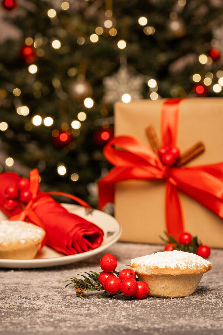 Christmas pie and gift box