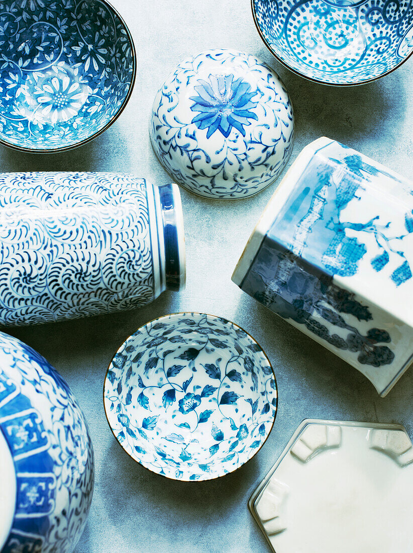 Collection of blue and white Chinese porcelain