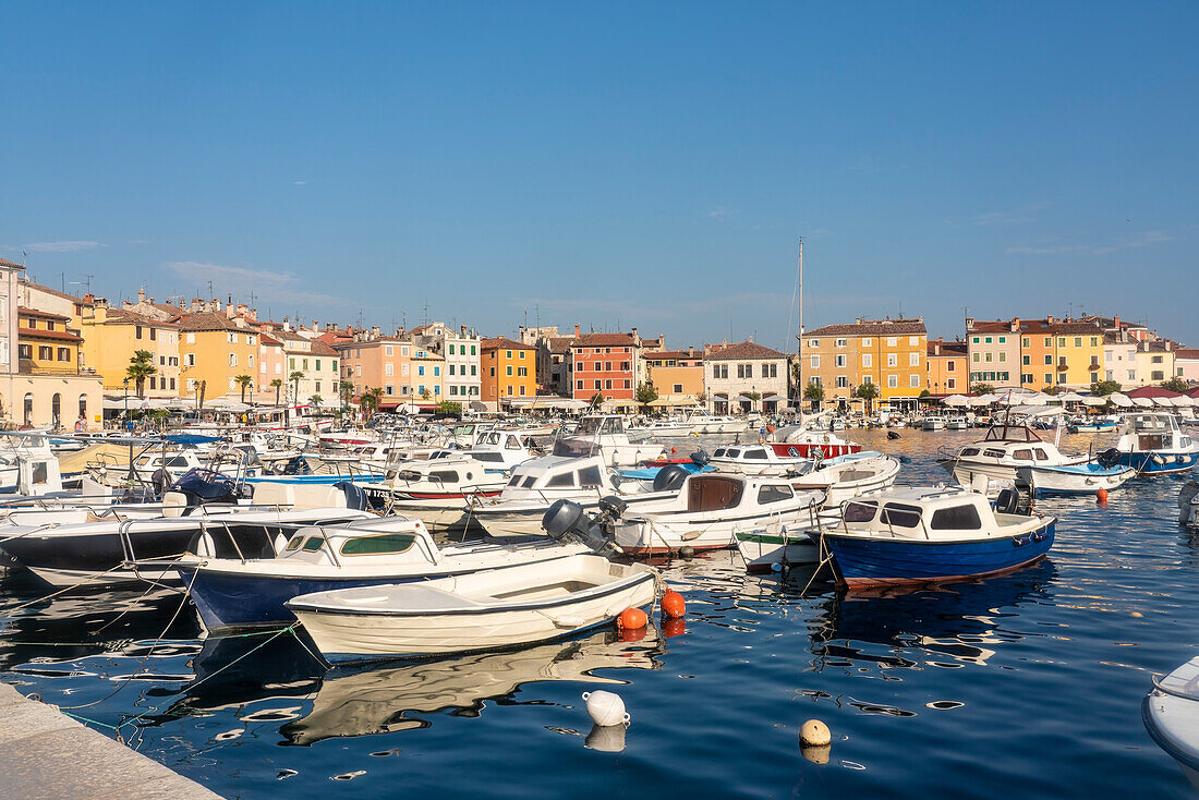 Croatia, Istria, Rovinj, Sailboats in harbor