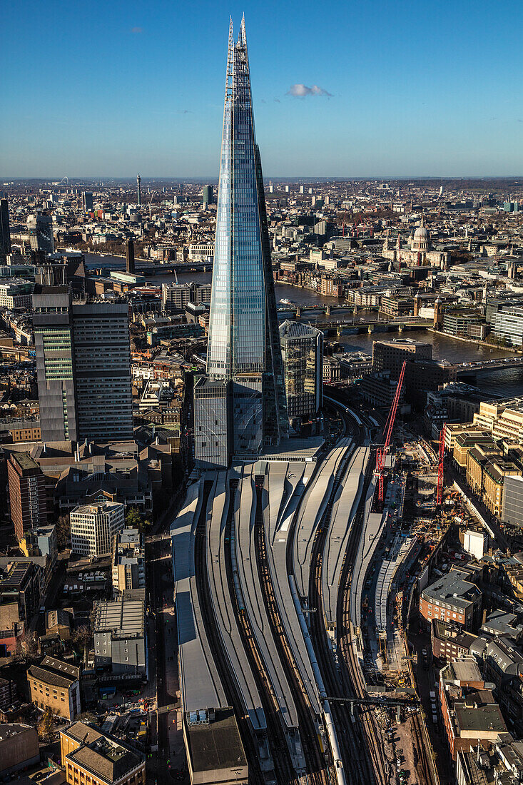 UK, London, Aerial view of the Shard building