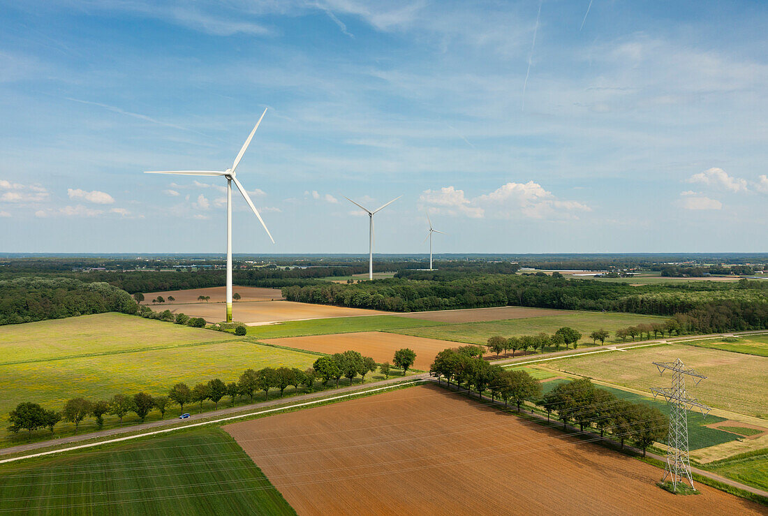 Wind turbines in spring