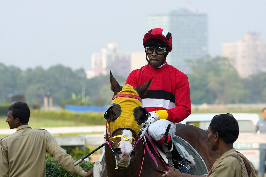 A Jockey On A Horse At Calcutta Race Course During The March St Leger Meeting; Calcutta, West Bengal State, India