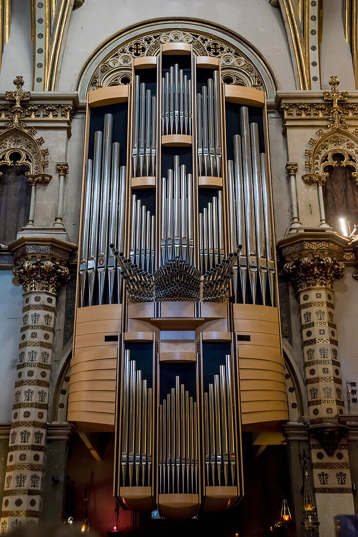 Organ In Benedictine Abbey; Montserrat, Catalonia, Spain