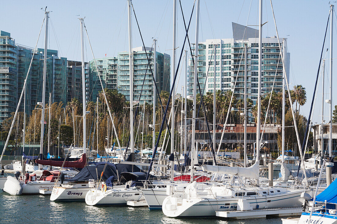 A Busy Waterfront With Boats In The Harbour; California, United States Of America