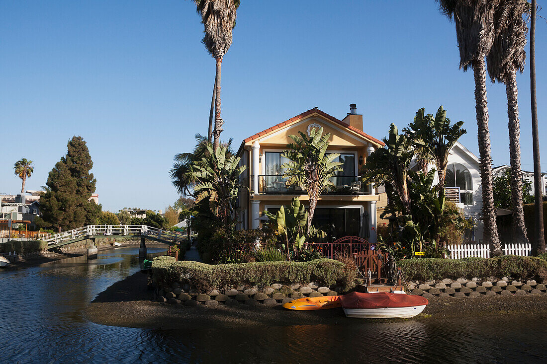 Houses Along A River; California, United States Of America