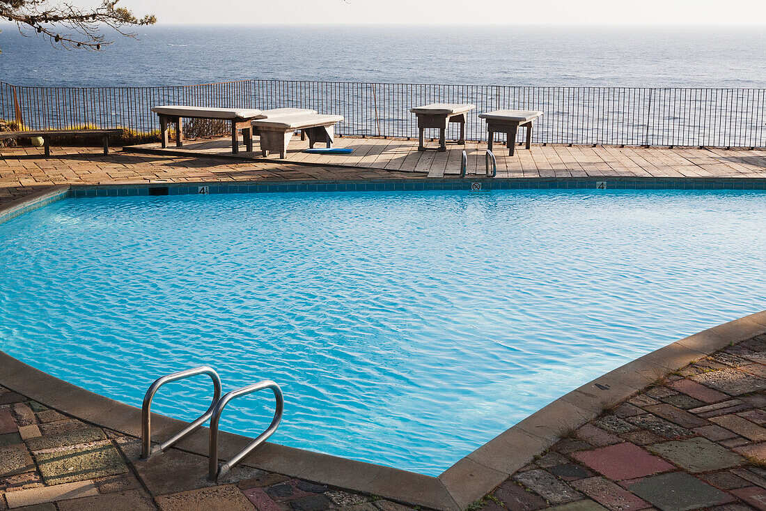 An Outdoor Swimming Pool With A View Of The Ocean; California, United States Of America