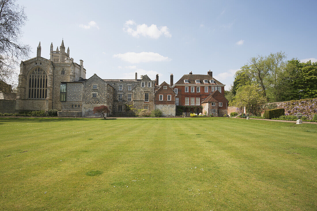 Blick auf die Kapelle des Winchester College; Winchester, Hampshire, England.