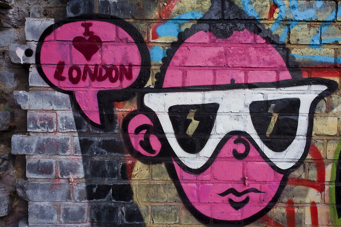 Graffiti am Brick Lane Markt, Shoreditch; London, England