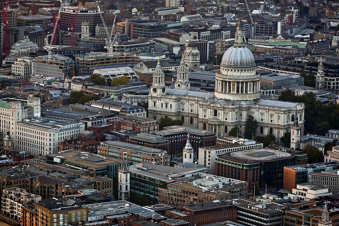 Elevated View From The Shard Building Of St. Paul's Cathedral; London, England