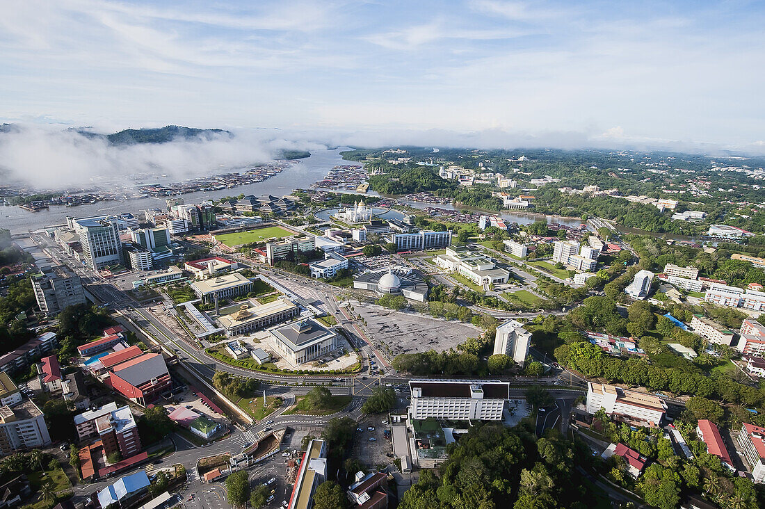 Luftaufnahme von Bandar Seri Begawan, der Hauptstadt von Brunei; Bandar Seri Begawan, Brunei