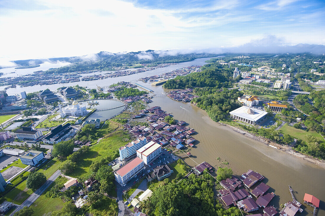 Luftaufnahme von Bandar Seri Begawan, der Hauptstadt von Brunei; Bandar Seri Begawan, Brunei