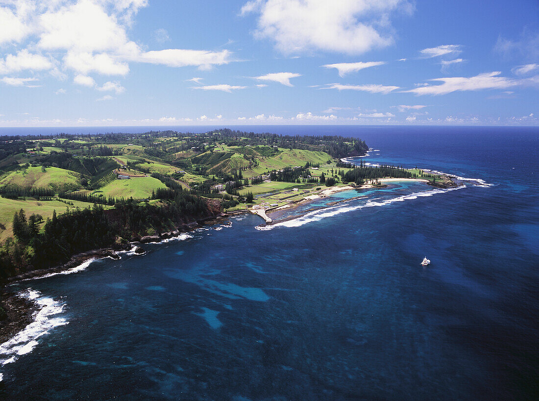 Luftaufnahme des historischen Viertels von Norfolk Island; Norfolk Island