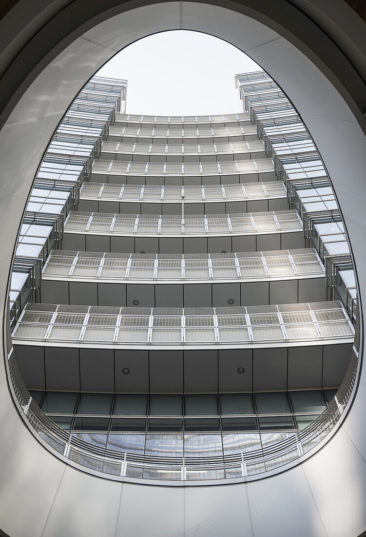 Skyscraper Viewed Through A Window; Milan, Lombardy, Italy