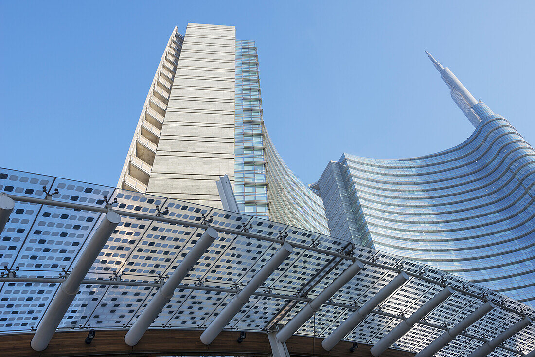 Skyscrapers In The Financial District; Milan, Lombardy, Italy