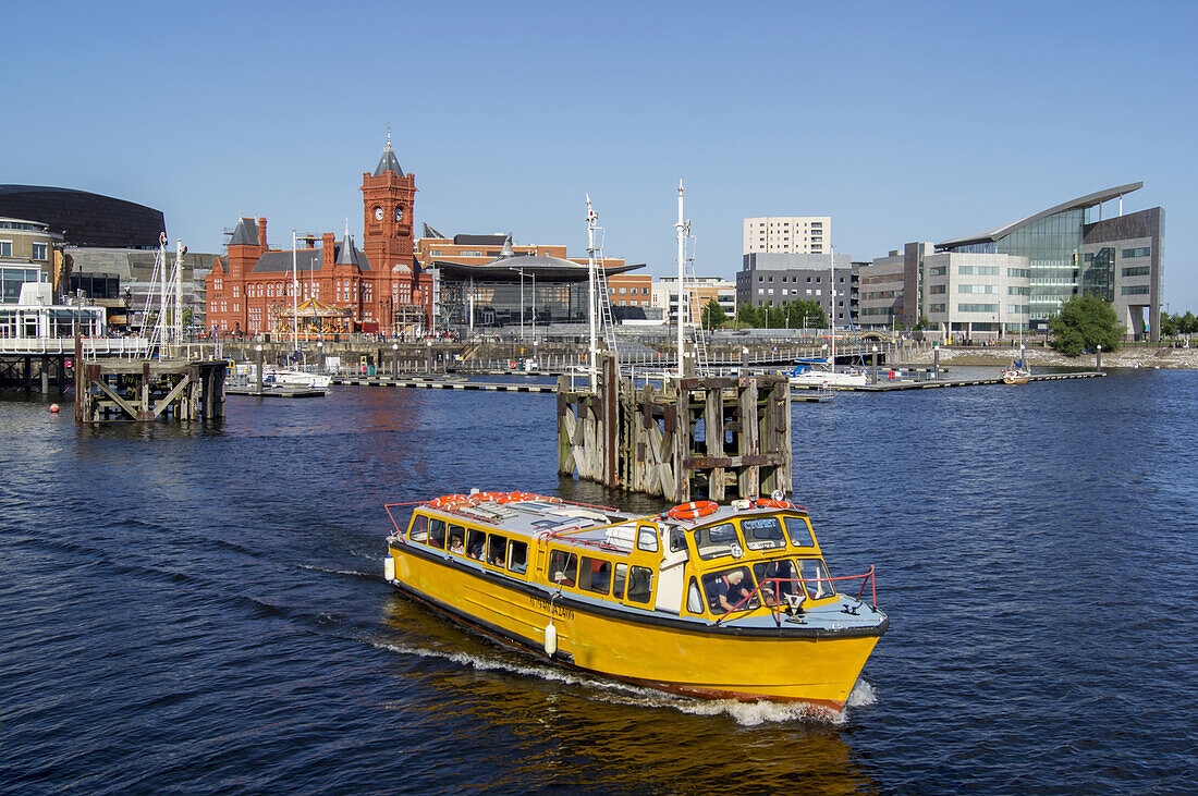 Pierhead Building And Boats In The Harbour; Cardiff, Wales