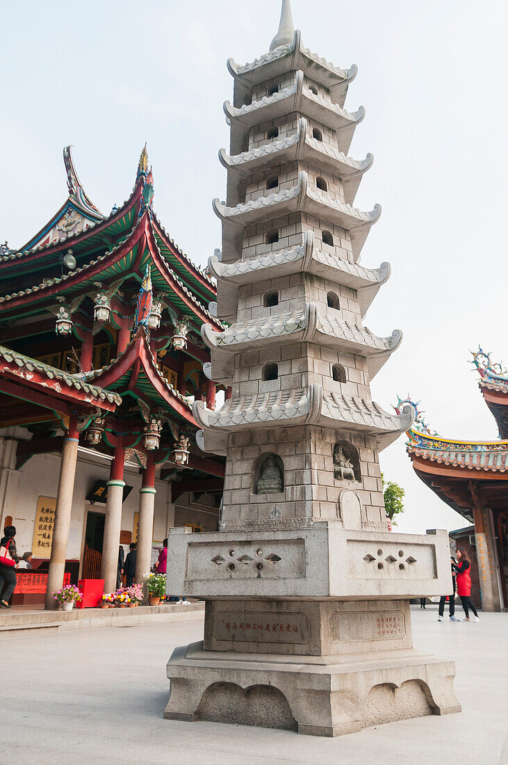 Tower Bringing Good Luck By Throwing Coins Inside The Small Windows, Nan Pu Tuo Temple; Xiamen, Fujian Province, China