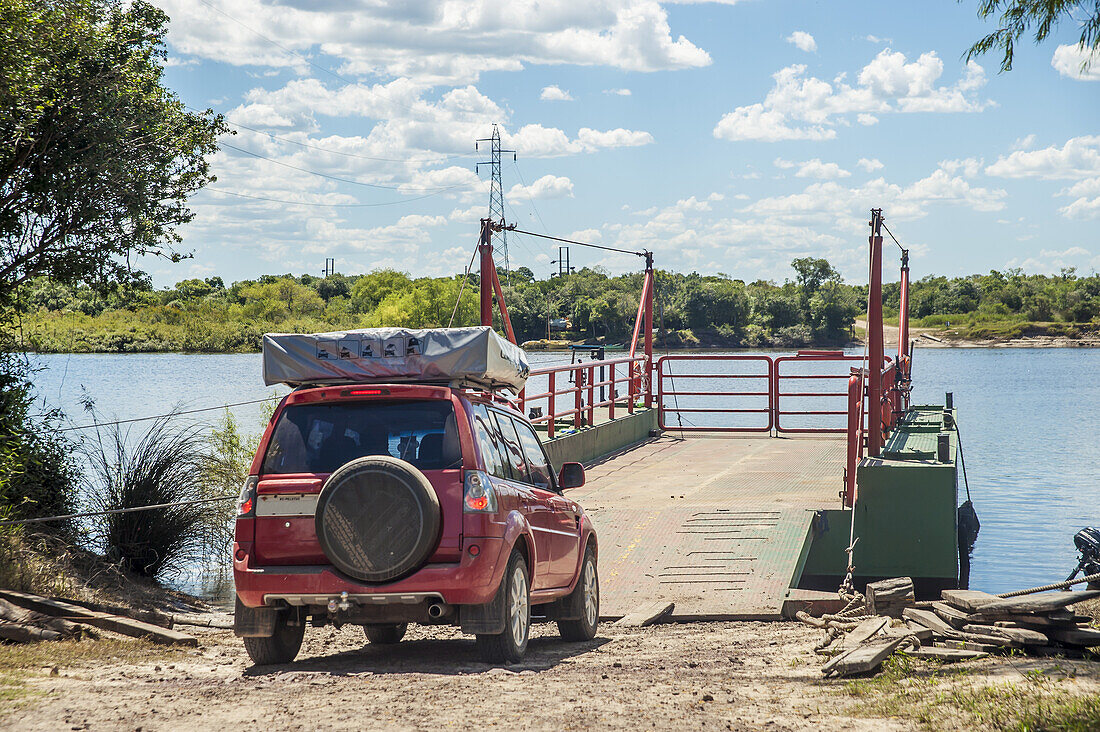 Vehicle Sitting At The River Crossing, Near Cebollati; Uruguay