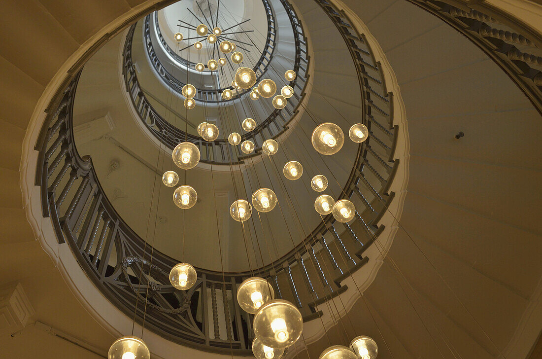 Spiral Staircase With Lights At Heal's Department Store, Tottenham Court Road; London, England