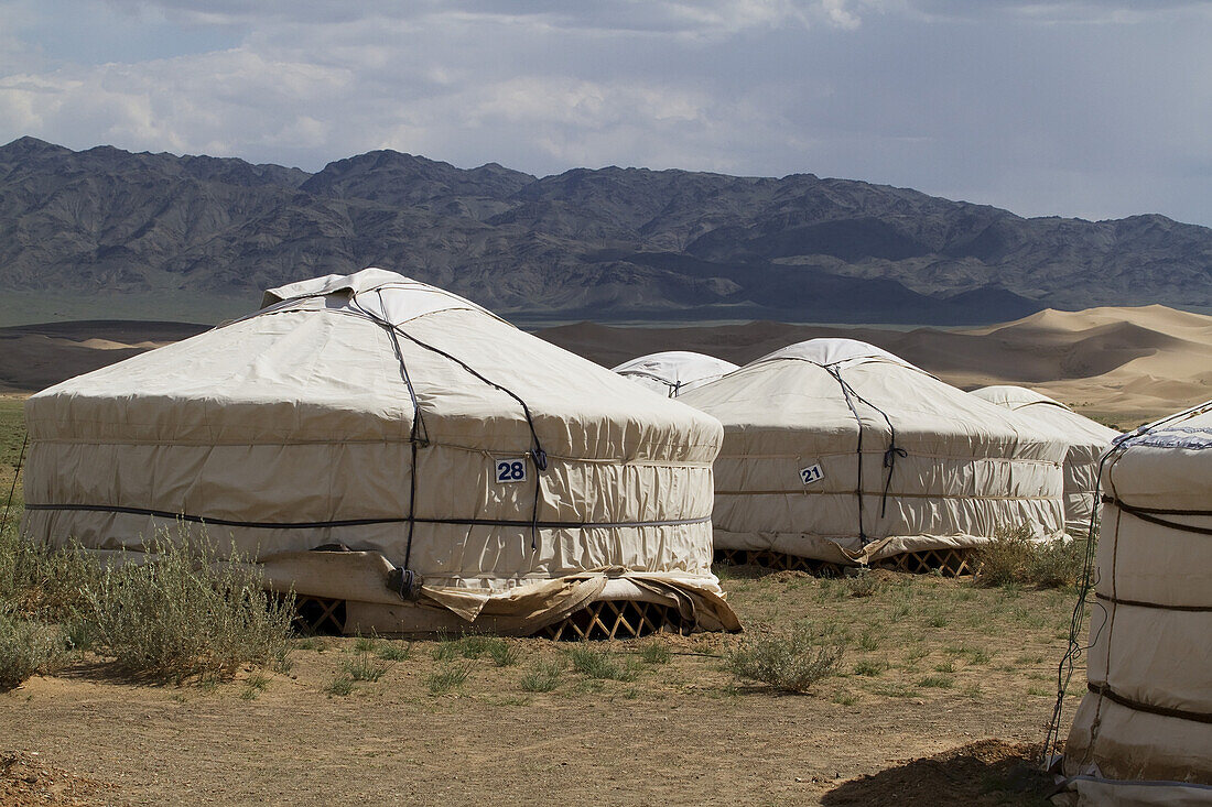 Mongolian Gers (Yurts) Tourist Accommodation At The Gobi Discovery 2 Ger Camp, Gobi Gurvansaikhan National Park, Ã–mnÃ¶govi Province, Mongolia
