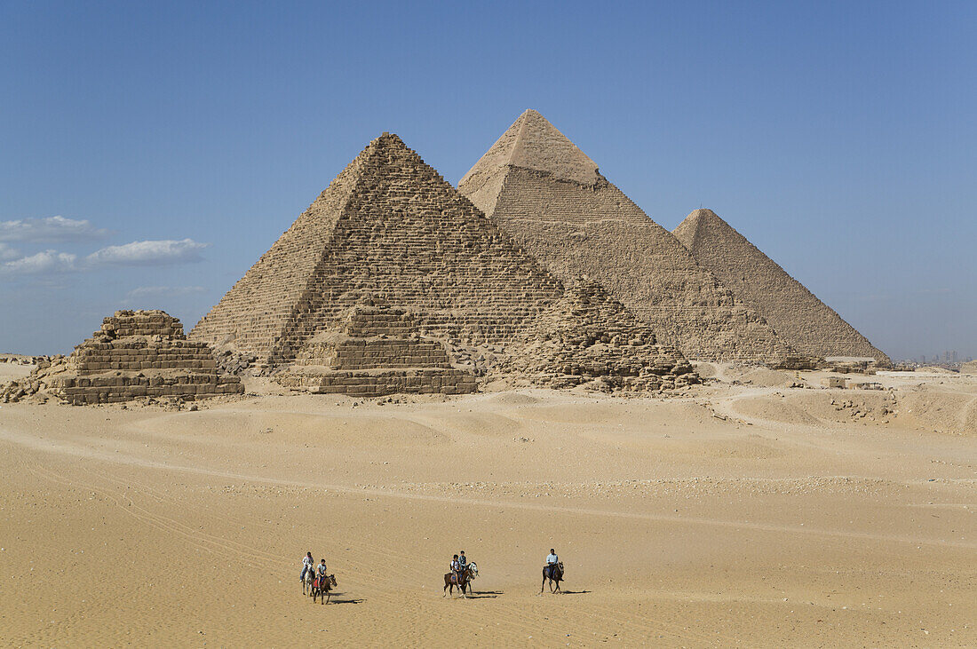 Local Men On Horses, The Giza Pyramids; Giza, Egypt