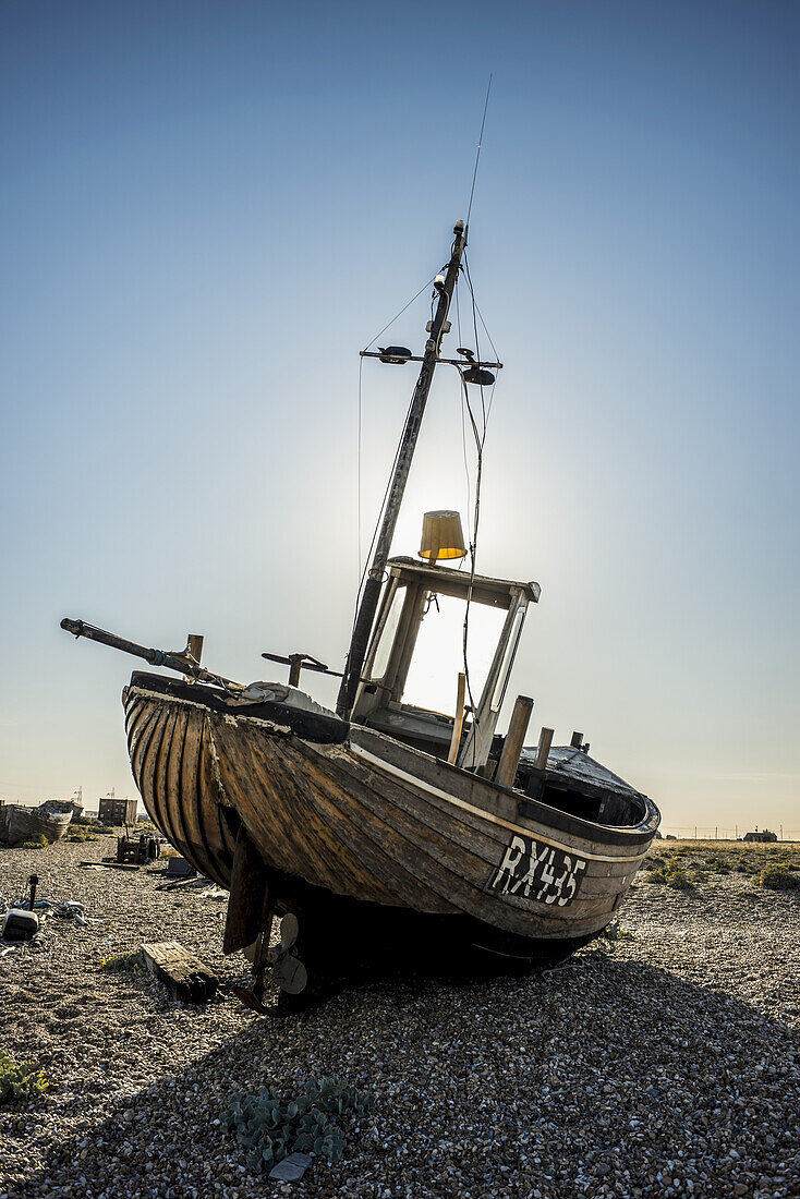 Old Boat On A Shingle Beach; Dungeness, Kent, England