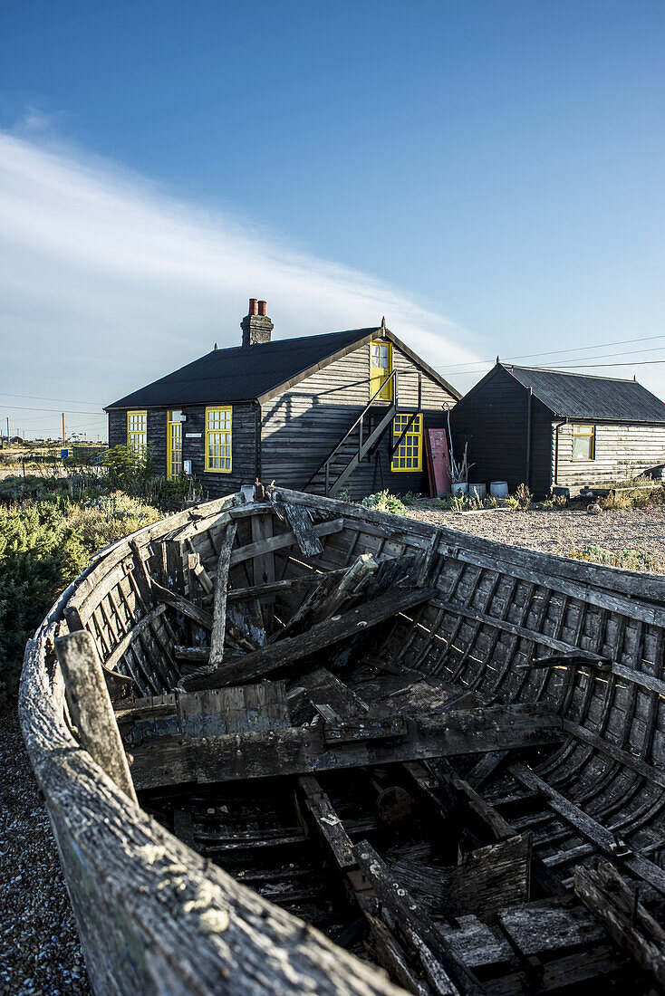 English Film Director And Gardener Derek Jarman's Old Cottage; Dungeness, Kent, England