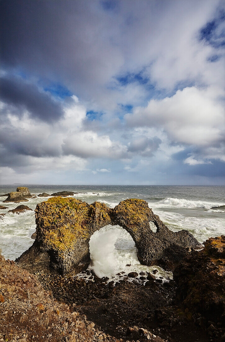 Rock arch at Arnastapi, Snaefellsnes peninsula, on the west coast of Iceland; Iceland