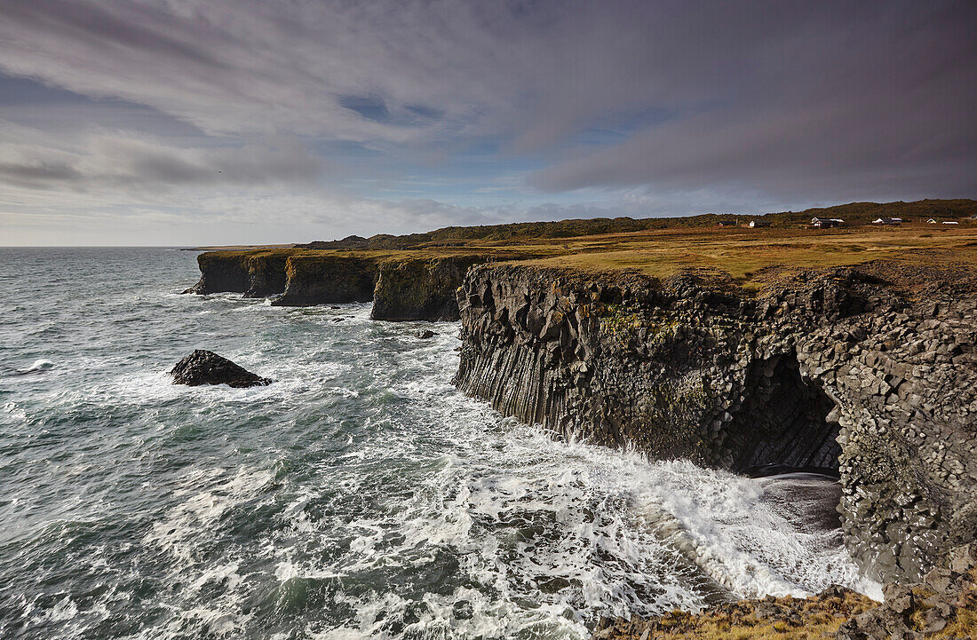 Lava cliffs along the seashore at Arnastapi, Snaefellsnes, western Iceland; Iceland