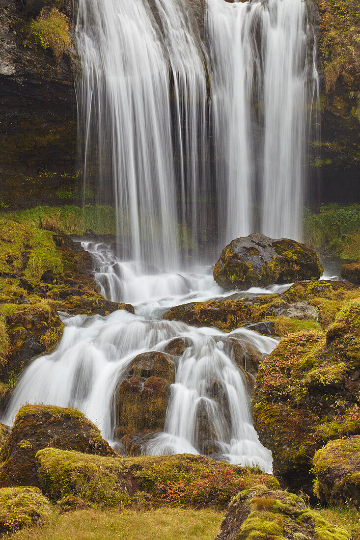 Waterfall on Helgafellsveit, mountain pass near Stykkisholmur, Snaefellsnes, west Iceland; Iceland