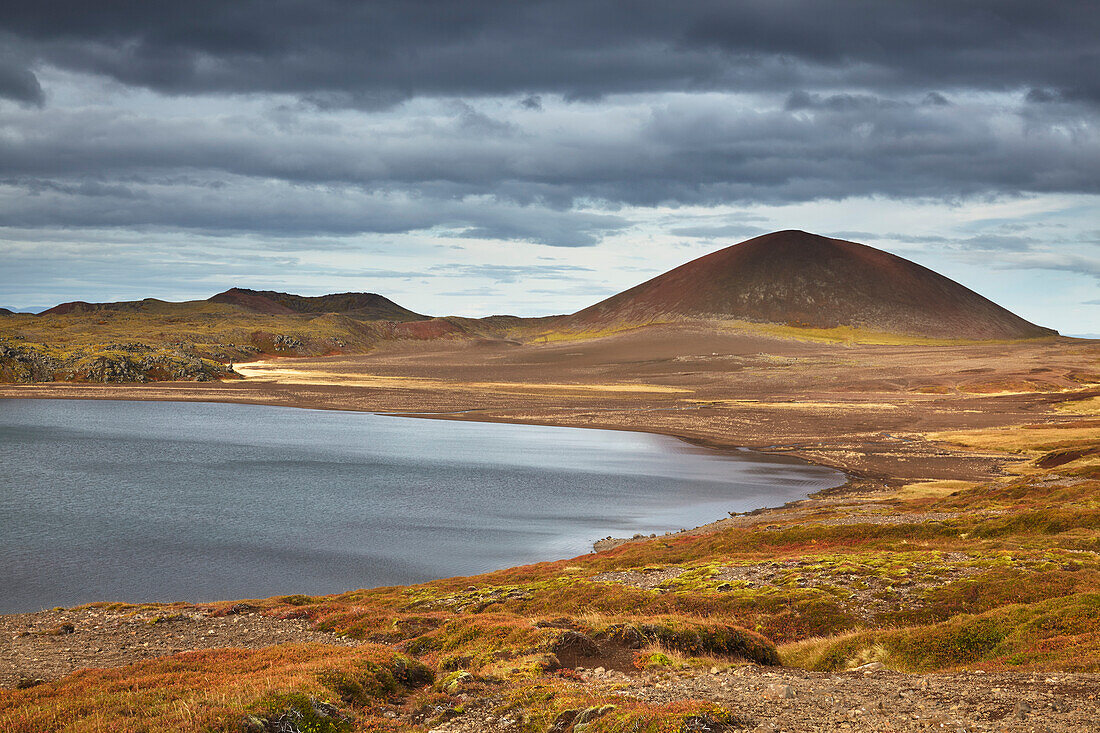 View of Berserkjahraun lava field, near Stykkisholmur, Snaefellsnes, western Iceland; Iceland