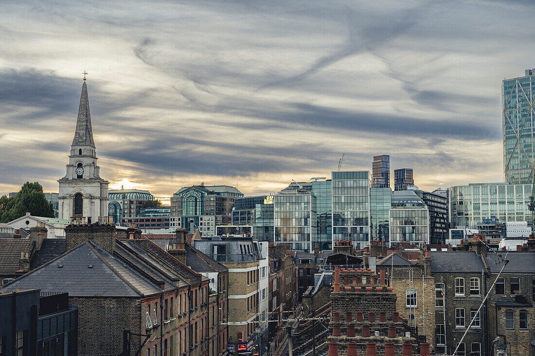 Area around Spitalfields and Brick Lane, East London, London, UK; London, England