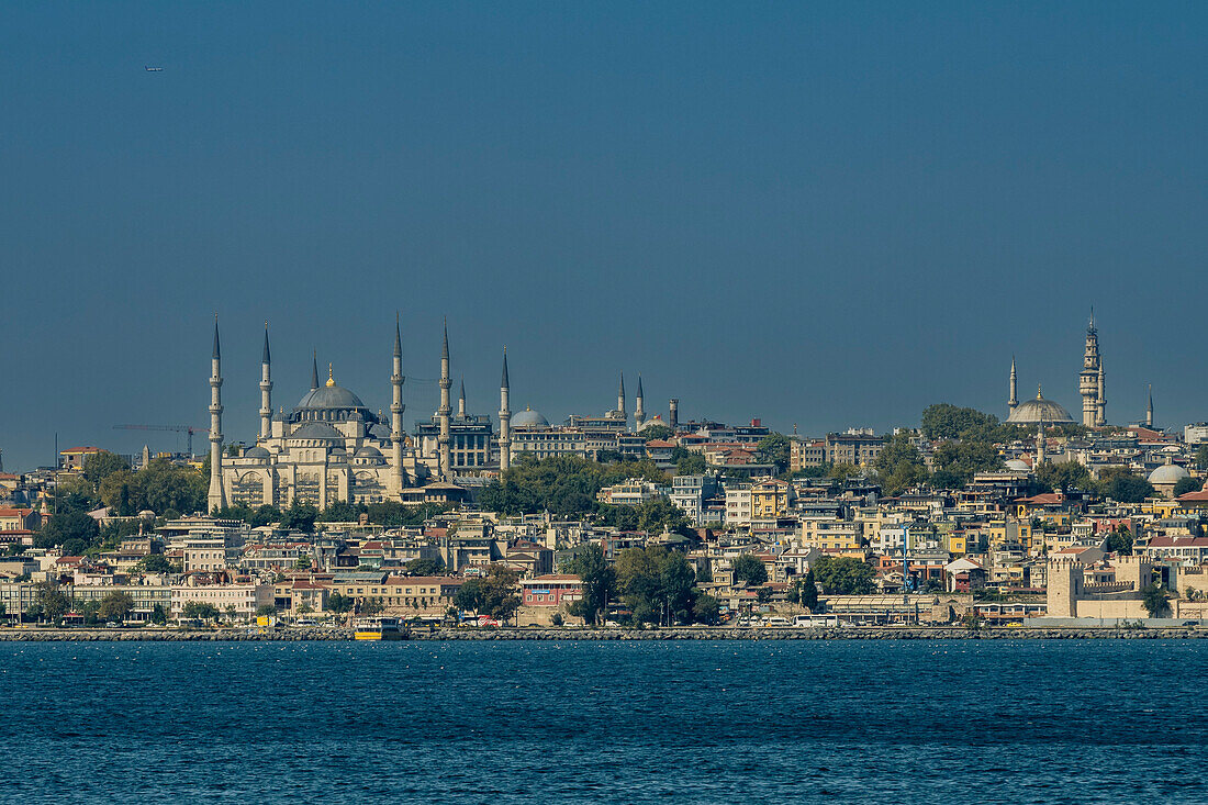 View of the Blue Mosque from Kadikoy in Istanbul; Istanbul, Turkey