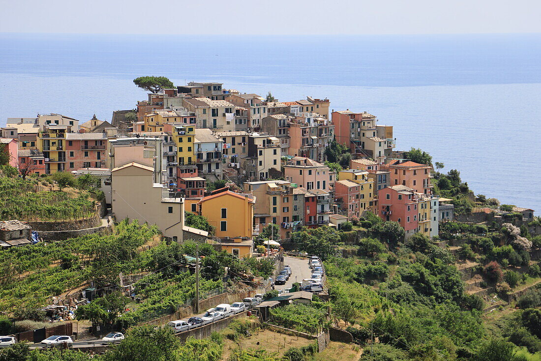 Corniglia, eine der fünf Städte des Nationalparks Cinque Terre, UNESCO-Weltkulturerbe, Ligurien, Italien, Europa