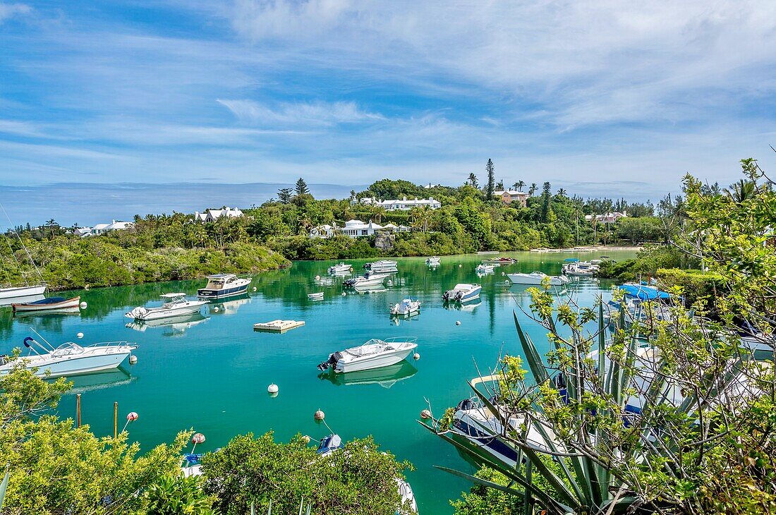 Boote im Castle Harbour, Tucker's Town, Bermudas, Atlantik, Nordamerika