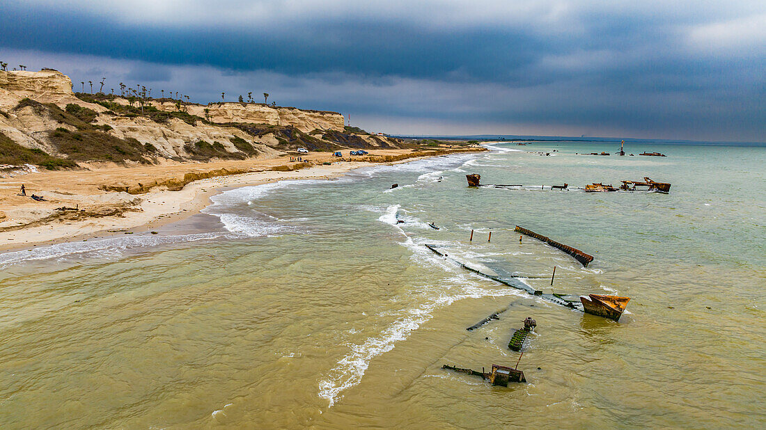 Shipwreck beach, Bay of Santiago, Luanda, Angola, Africa