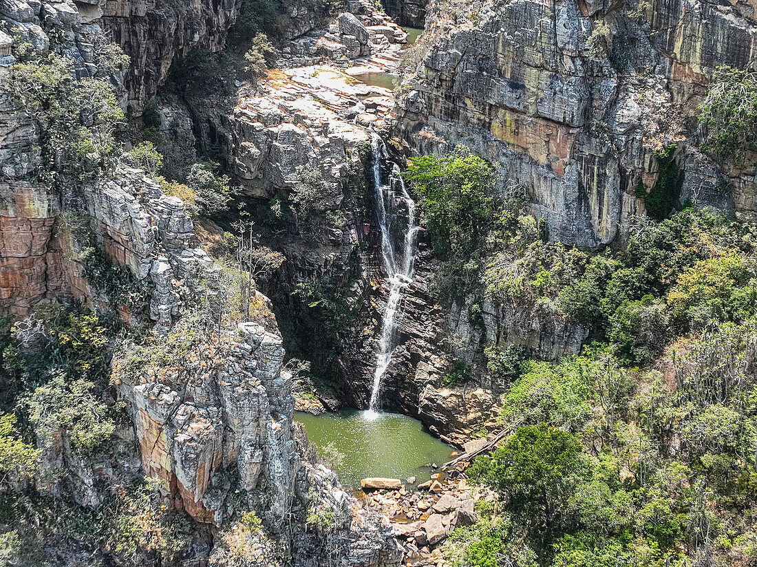 Aerial of Serra da Leba mountain pass, Angola, Africa