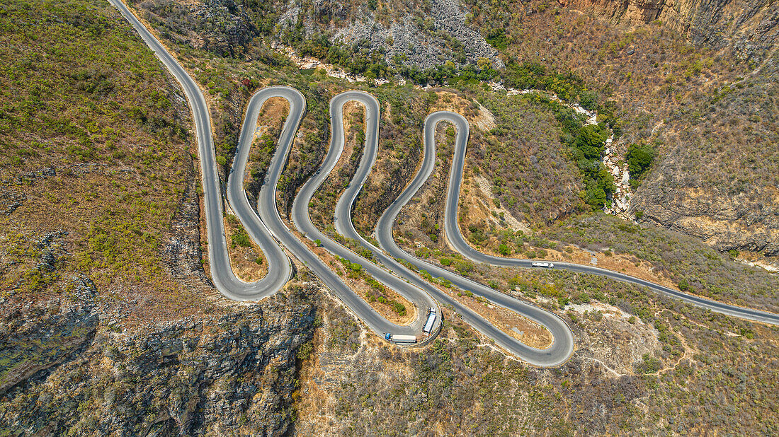 Aerial of Serra da Leba mountain pass, Angola, Africa