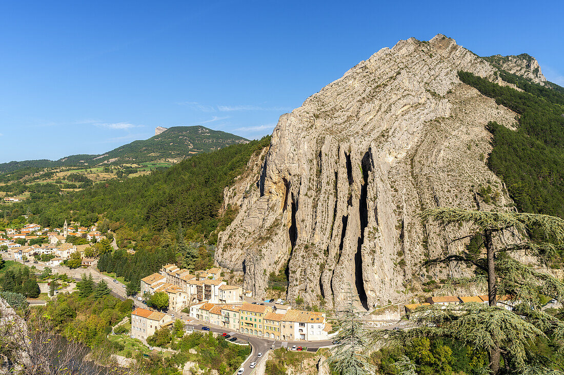 Rocher de la Baume, Sisteron-Felsen, Sisteron, Alpes-de-Haute-Provence, Provence-Alpes-Cote d'Azur, Provence, Frankreich, Europa