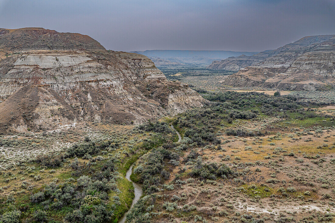 Eroded landscape in the Dinosaur Provincial Park, UNESCO World Heritage Site, Alberta, Canada, North America