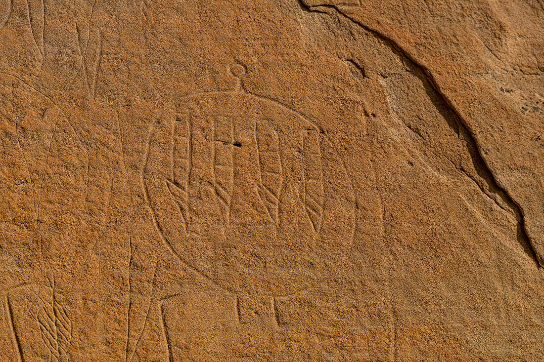 Indianische Felszeichnungen, Writing-on-Stone Provincial Park, UNESCO-Welterbestätte, Alberta, Kanada, Nordamerika